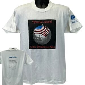 Vintage 90s Lunar Rendezvous Festival T Shirt Apollo 11 JFK Quote White L Large